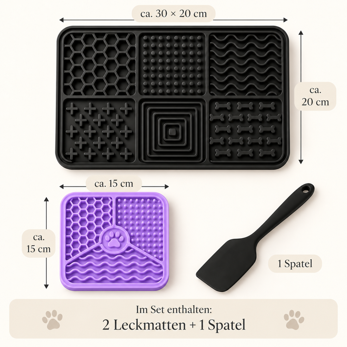 Leckmatten-Set für Hunde & Katzen mit Saugnapf und Spatel – Bild 4