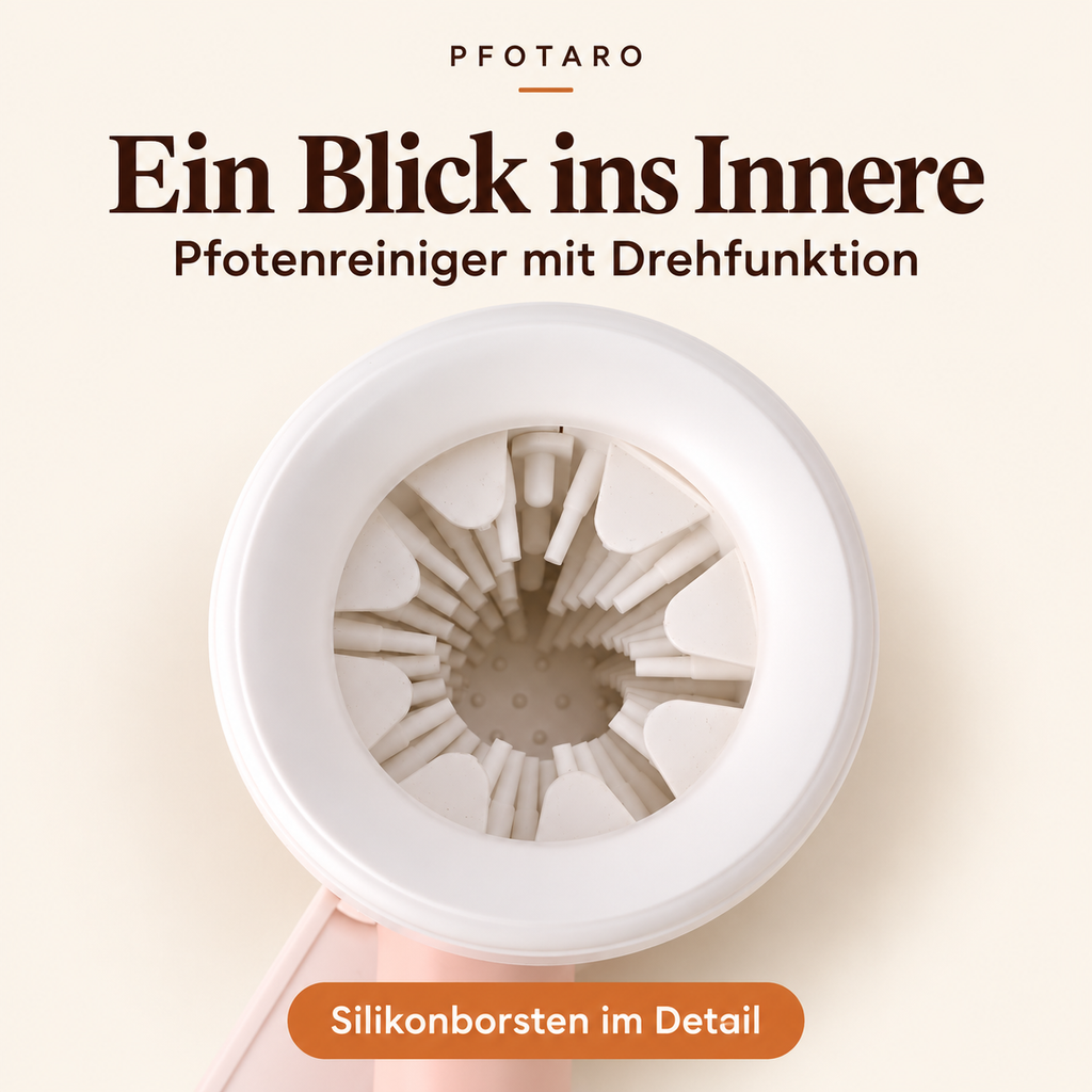 Pfotenreiniger mit Drehfunktion: Silikonborsten von oben