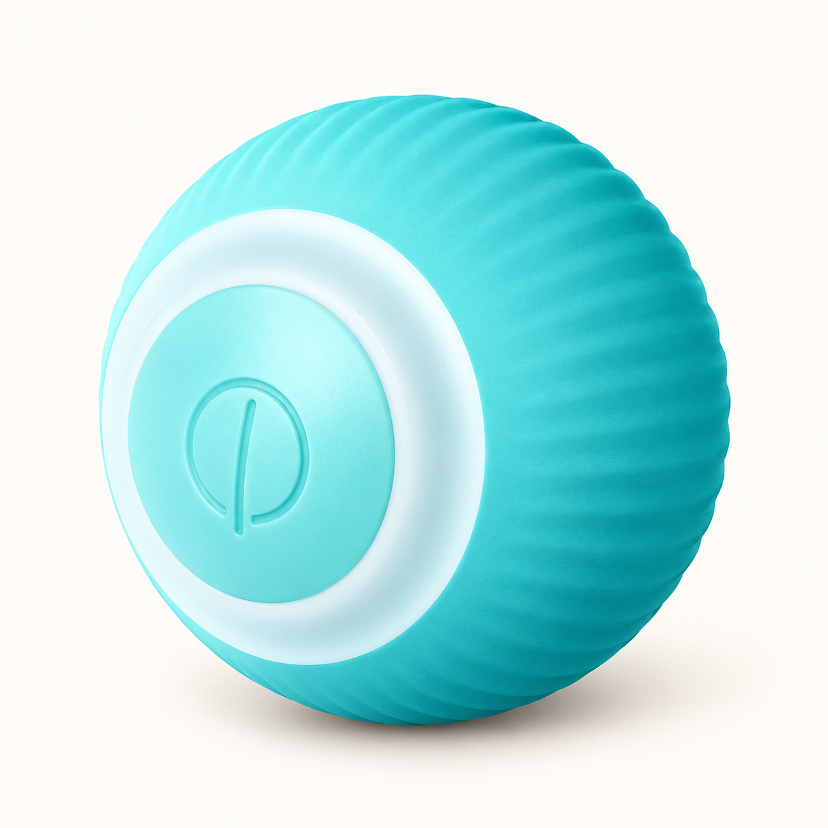 Smart Ball für kleine Hunde & Katzen – USB-C-Spielball auf hellem Creme-Hintergrund