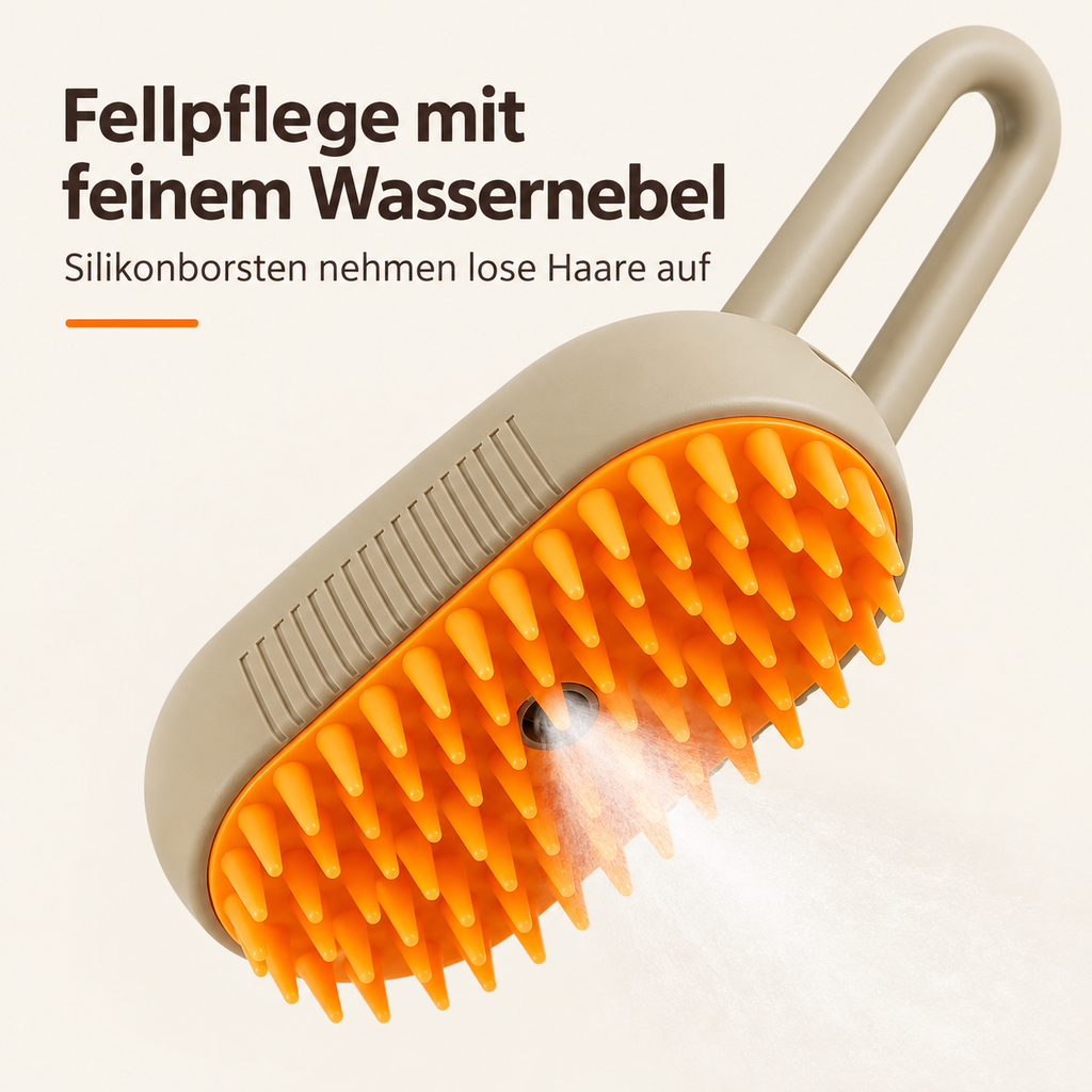 Silikonborsten und feiner Wassernebel der Pfotaro-Fellbürste
