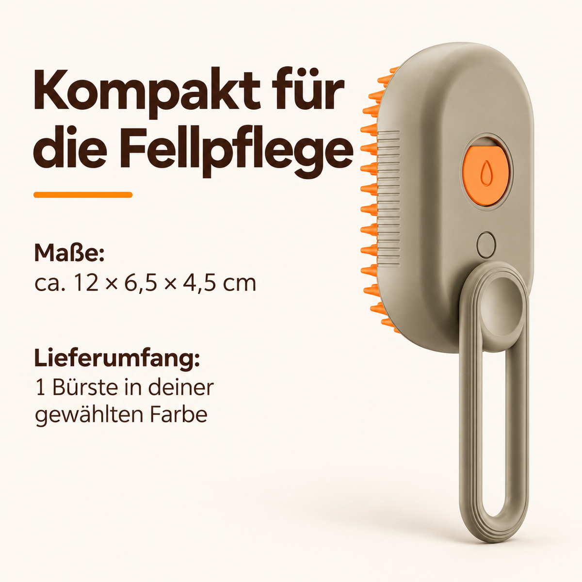 Pfotaro-Fellbürste: ca. 12 × 6,5 × 4,5 cm; eine Bürste in gewählter Farbe