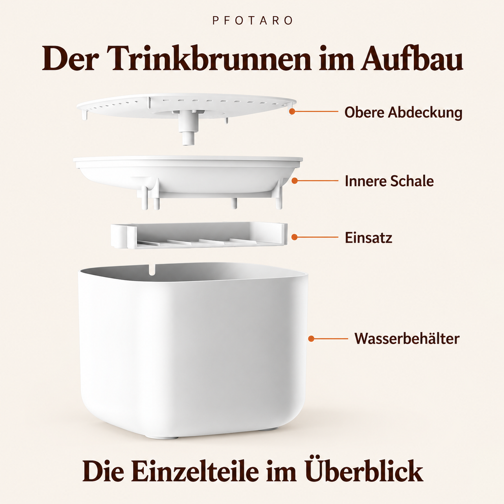 Trinkbrunnen: Einzelteile im Überblick