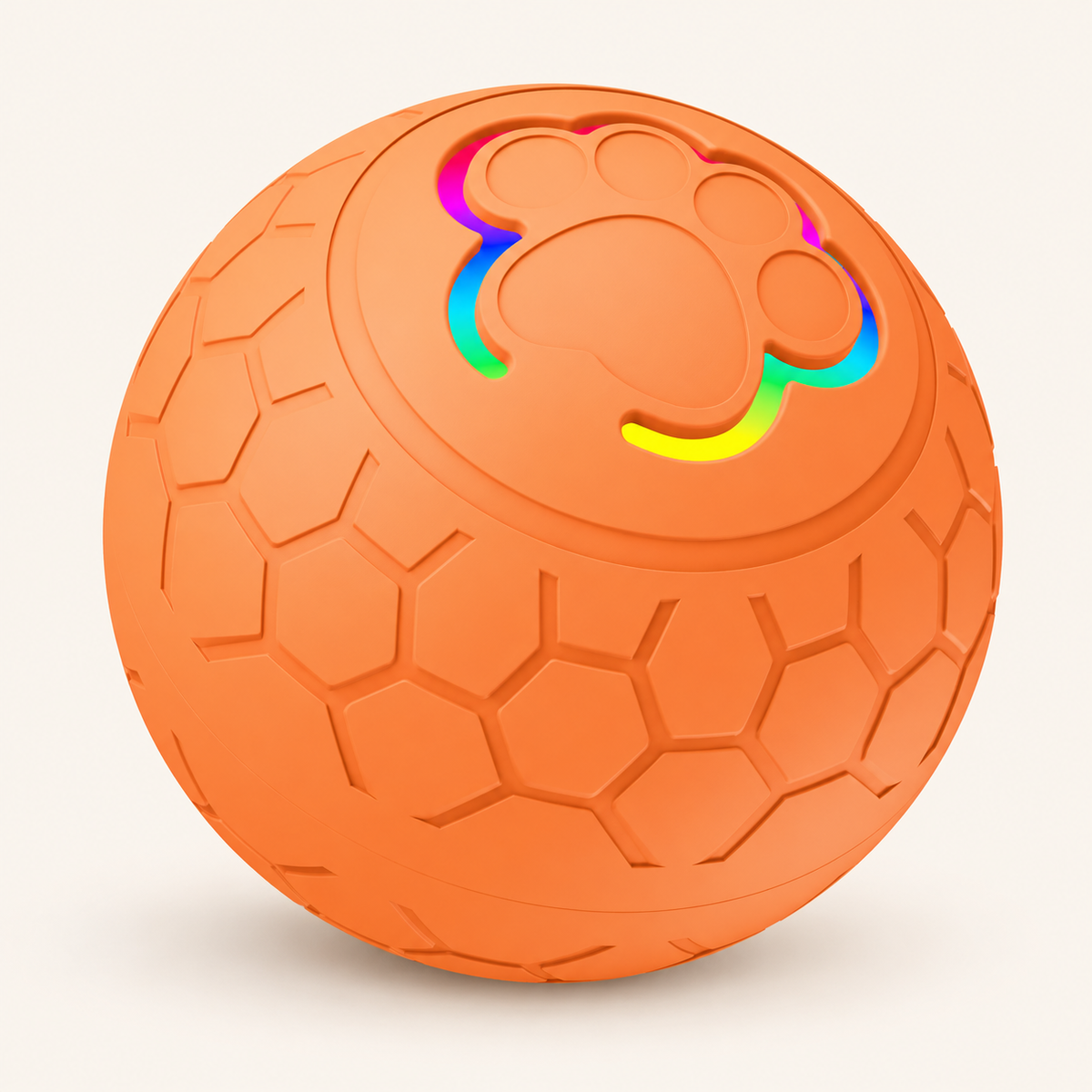 Orangefarbener LED-Spielball mit Hexagonmuster
