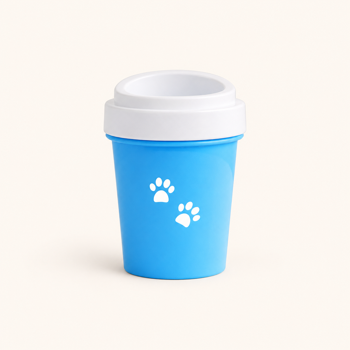 Blauer Pfotenwaschbecher mit weißen Pfotenmotiven