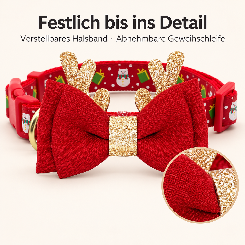 Festliches Pfotaro Halsband mit Geweihschleife